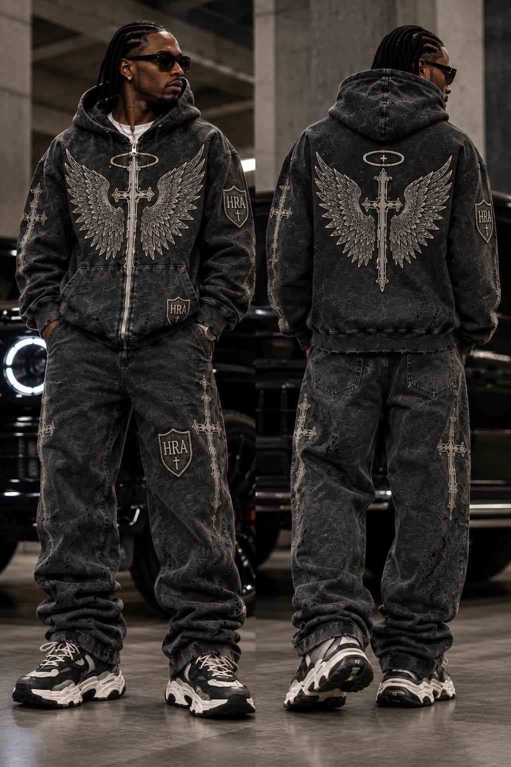 HRA distressed wing and cross collection